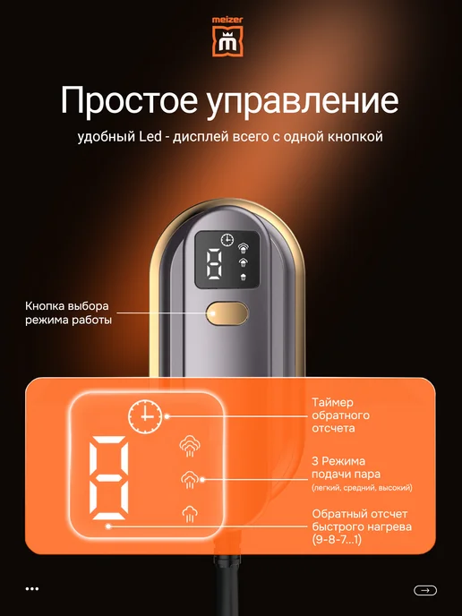 Meizer Отпариватель ручной мощный для одежды, фиолетовый, фото 3