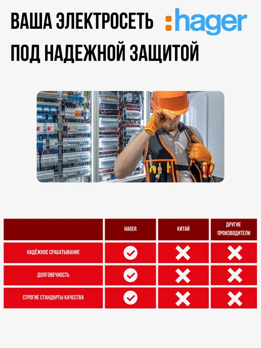 Hager Автоматический выключатель 2P 6kA C-32A, 2P, фото 2