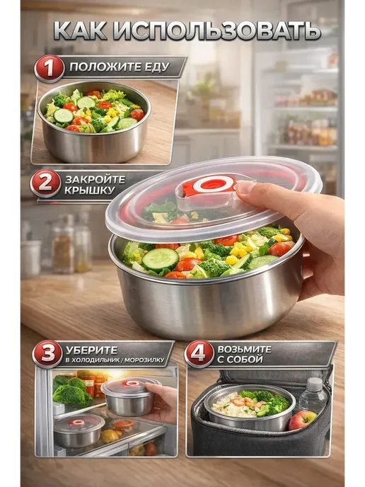 бан22 контейнеры для хранения продуктов питания 4 шт, 4 шт, фото 4