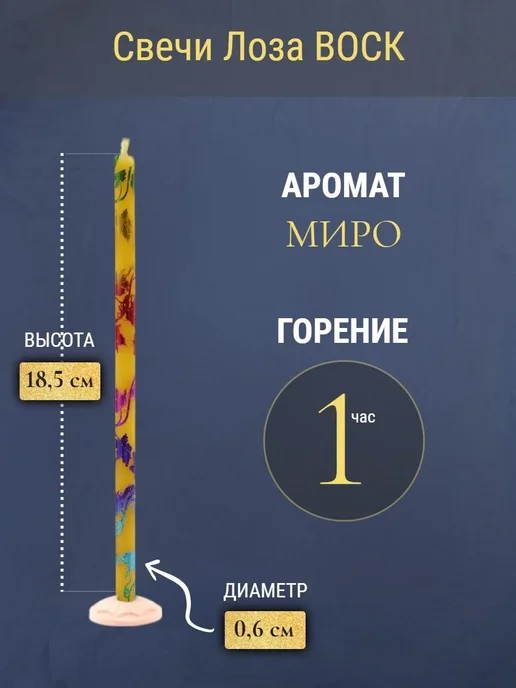 ПравЖизнь Набор Подсвечник для кулича «ХВ» со свечами Золотая лоза, желтый, фото 3
