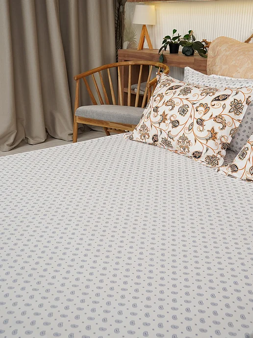 DOBRO HOME Простыня натяжная 100% хлопок, синий, фото 4