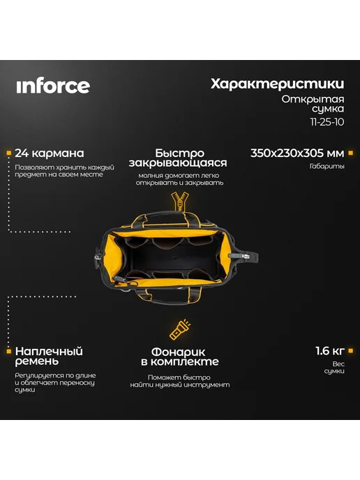 Inforce Открытая сумка 14" 11-25-10, черный, фото 2