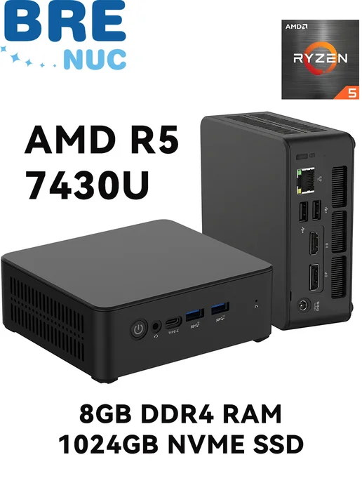BRENUC Мини пк, Intel core i5-12600HX,16ГБ RAM 512ГБ SSD WIN11, 8 ГБ, 1024 ГБ, amd