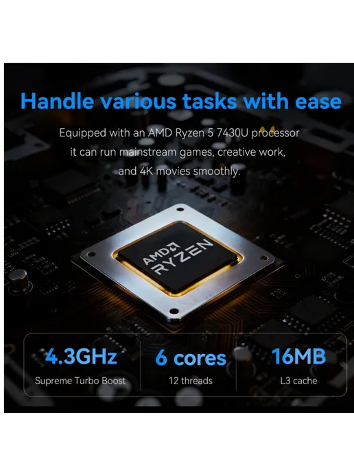 BRENUC Мини пк, Intel core i5-12600HX,16ГБ RAM 512ГБ SSD WIN11, 8 ГБ, 1024 ГБ, amd, фото 3