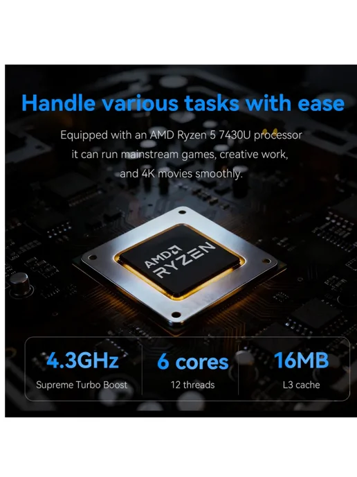BRENUC Мини ПК,AMD 7430U,Нет RAM Нет SSD, 512 ГБ, фото 3