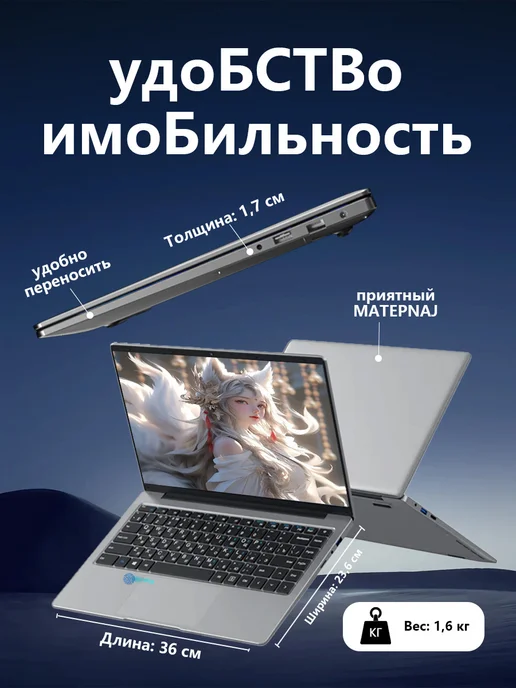 Ноутбук для работы, учебы и игр 14" IPS 16GB SSD 512 ГБ, 1 ТБ, фото 7