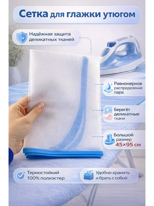 САМИК Сетка для глажки утюгом, синий