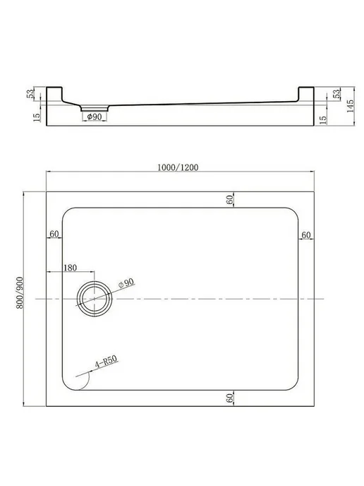 Veconi Акриловый поддон для душа Tezeo 100х100 черный, 100x80, черный, фото 7
