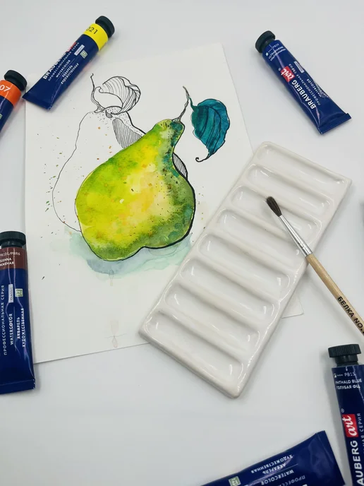 Керамическая палитра ручной работы 15 х 6 см, 15x6 см, фото 3