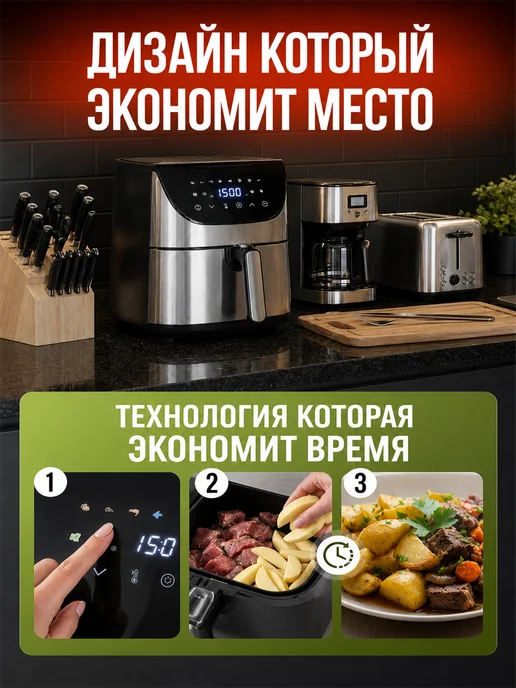 Аэрогриль электрический 12л с двумя тэнами, 12 л, фото 3
