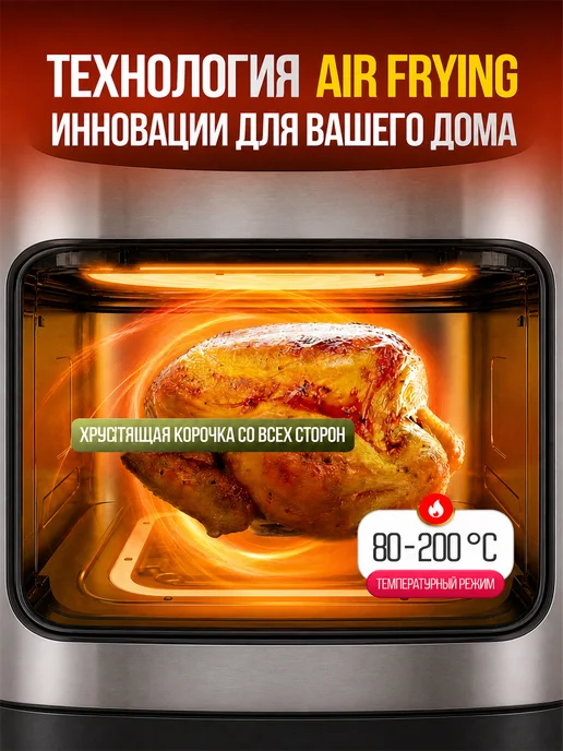 Аэрогриль электрический 12л с двумя тэнами, 12 л, фото 4