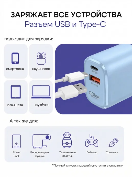 GQbox Блок питания Type-c USB 20W для iPhone и Android, 20 Вт, фото 2