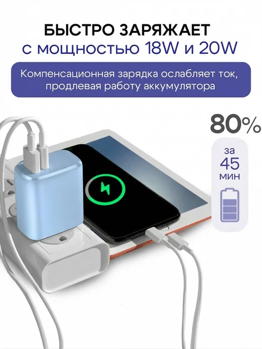 GQbox Блок питания Type-c USB 20W для iPhone и Android, 20 Вт, фото 4