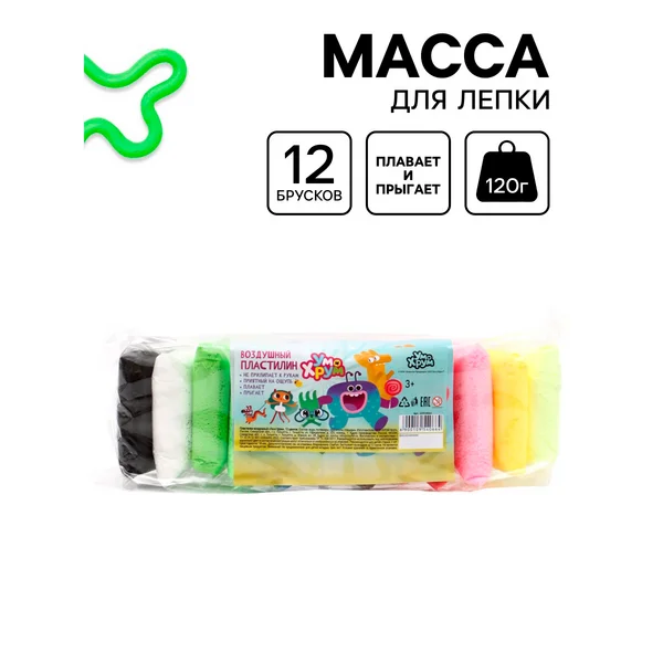 Пластилин воздушный 12 цветов