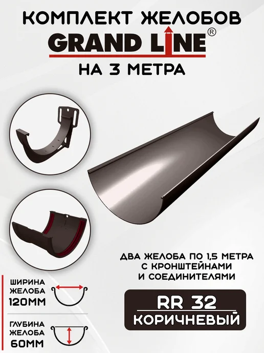 Grand Line Комплект желобов на 3 метра RR 32, 3 м