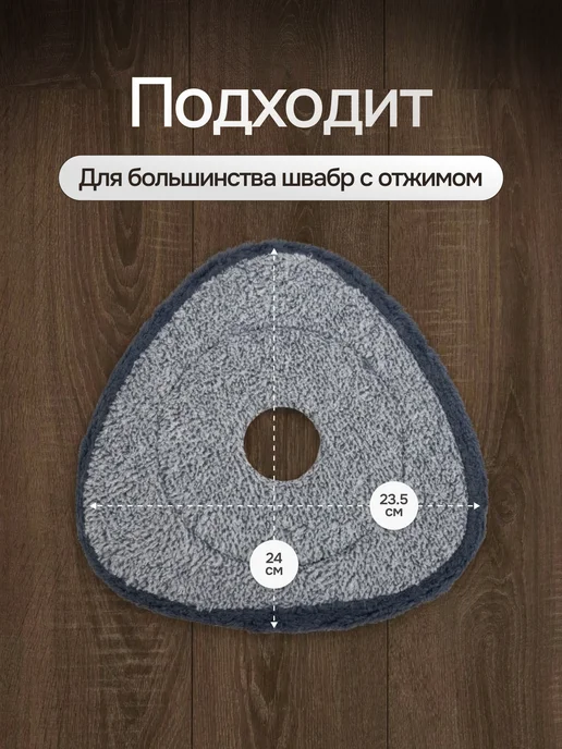 Мой дом - легко в быту, удобно в жизни Насадка на швабру треугольная 24х23,5 см, 24x23.5 см, фото 2