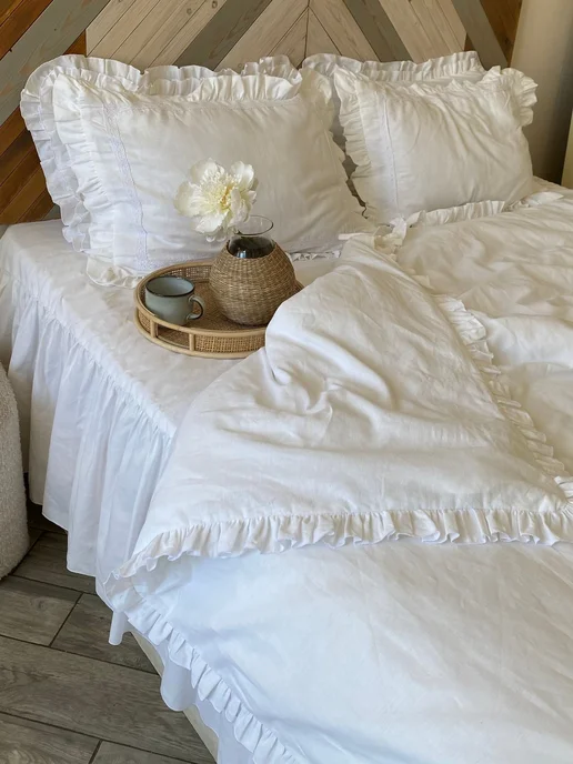 Home Flax Пододеяльник с рюшами 150х220 на молнии хлопок, 150x220, фото 4