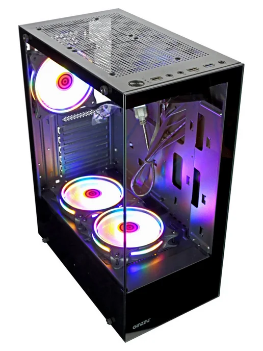 Корпус Ginzzu CL305 ATX, FAN 3*12 FRGB, закаленное стекло боковая и передняя панель, черный, фото 2