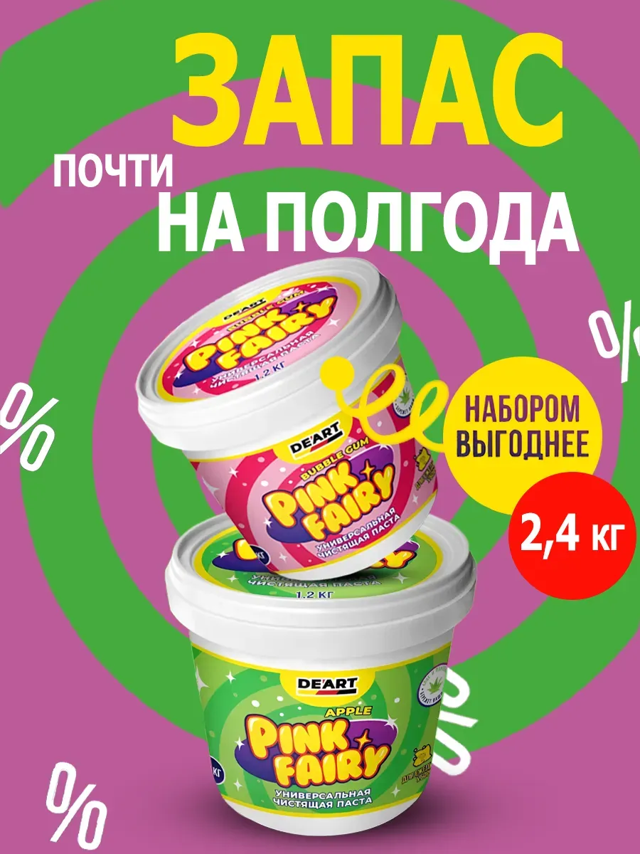 Средство для мытья посуды паста розовая Pink Fairy 2,4кг