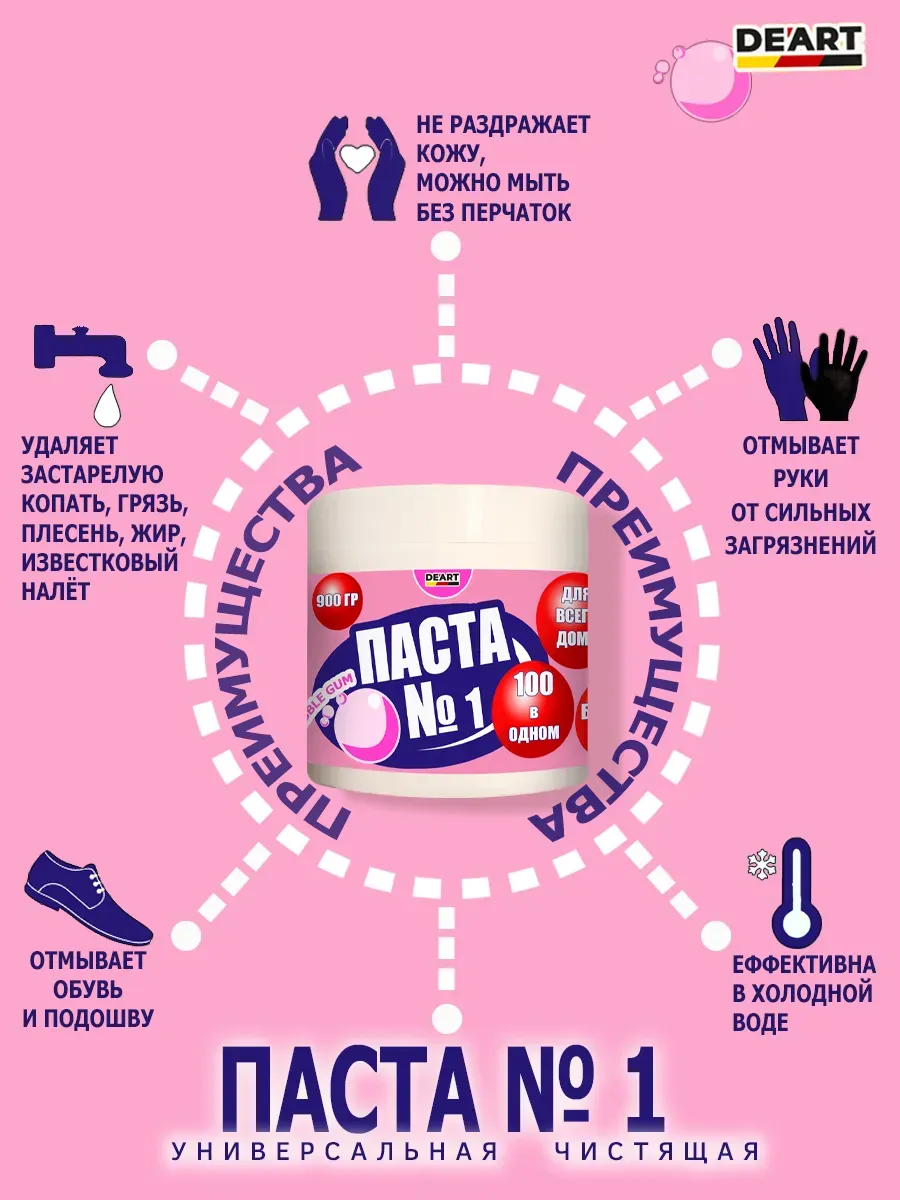 Чистящая паста №1 для уборки 0,9кг фото 4