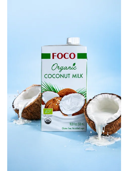 foco Молоко Кокосовое без сахара ORGANIC 250 мл, 500 мл, фото 3