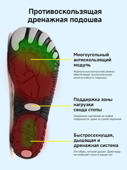 ZAZOO Нескользящий аквашузы резиновые обувь пляжная поход плавания, белый, фото 3