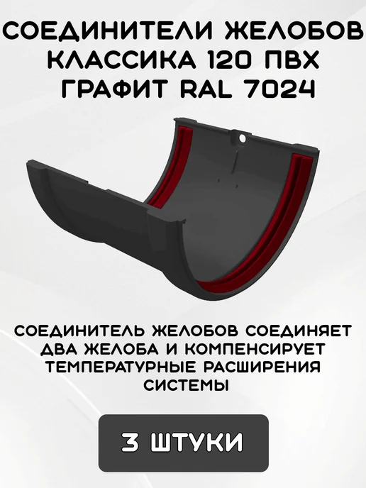 Grand Line Комплект желобов на 3 метра RAL7024, 6 м, фото 4