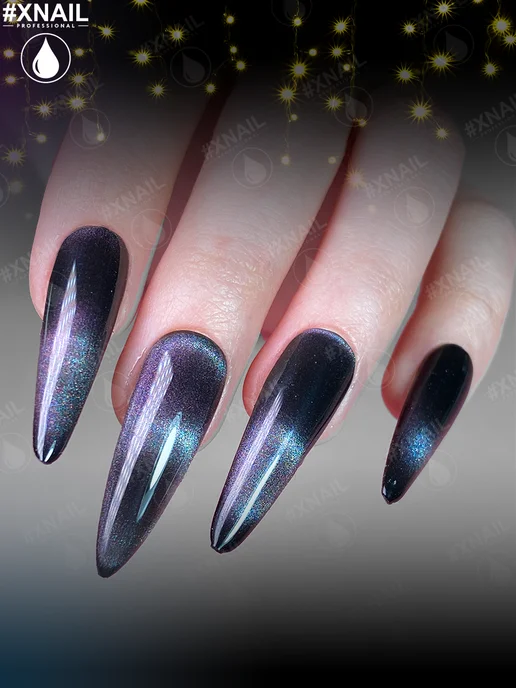 XNAIL PROFESSIONAL Гель лак для ногтей кошачий глаз с блестками, серый, фото 6