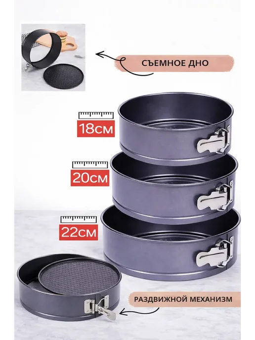 Формы для выпечки и запекания круглые, черный