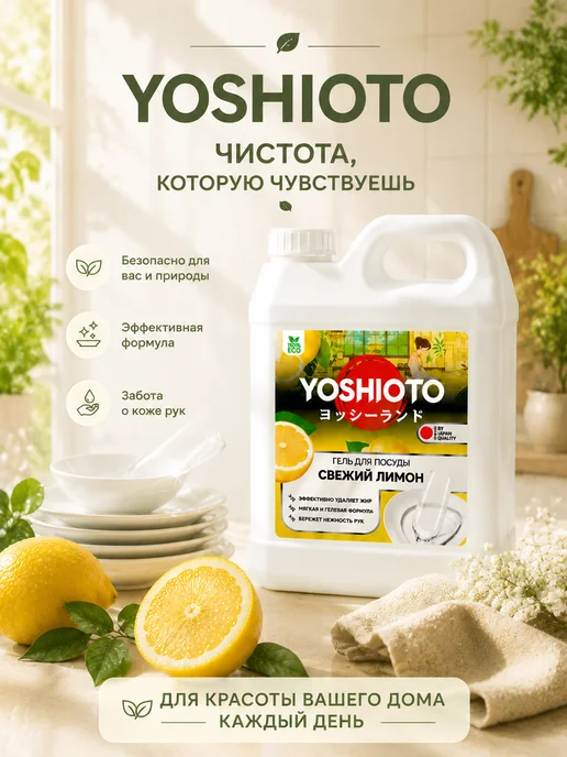 YOSHIOTO Средство для мытья посуды Свежий Лимон 5 литров, вариант, фото 8