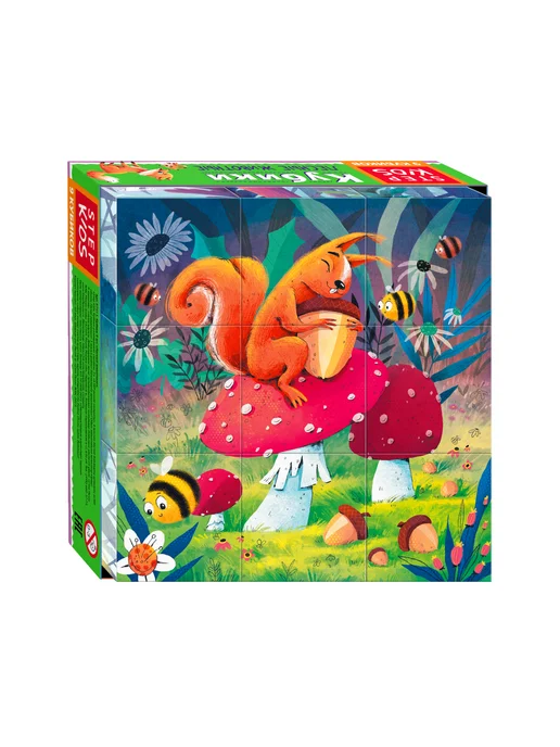 STEP puzzle company Кубики для малышей Лесные животные развивающие игрушки, синий, фото 2