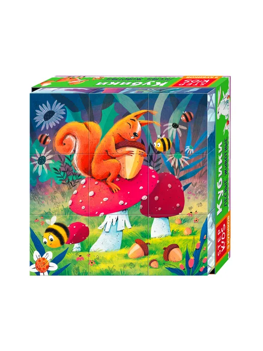 STEP puzzle company Кубики для малышей Лесные животные развивающие игрушки, синий, фото 3