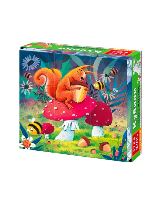STEP puzzle company Кубики для малышей Лесные животные развивающие игрушки, синий, фото 4