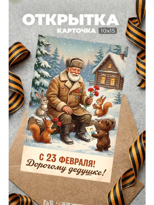 История открыток Открытка 23 февраля, дедушке