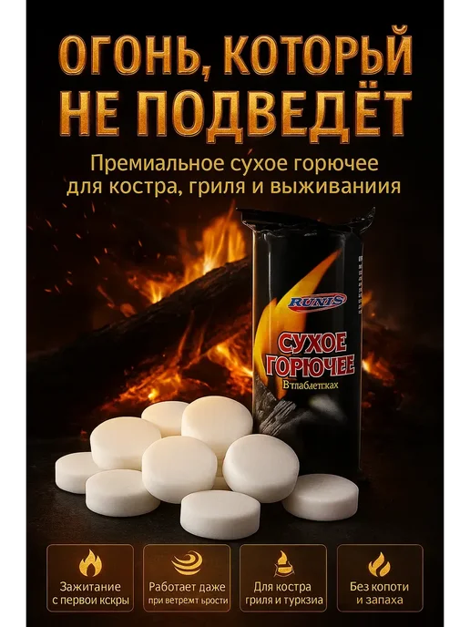 Лю Сухое горючее в таблетках для розжига, 10 шт