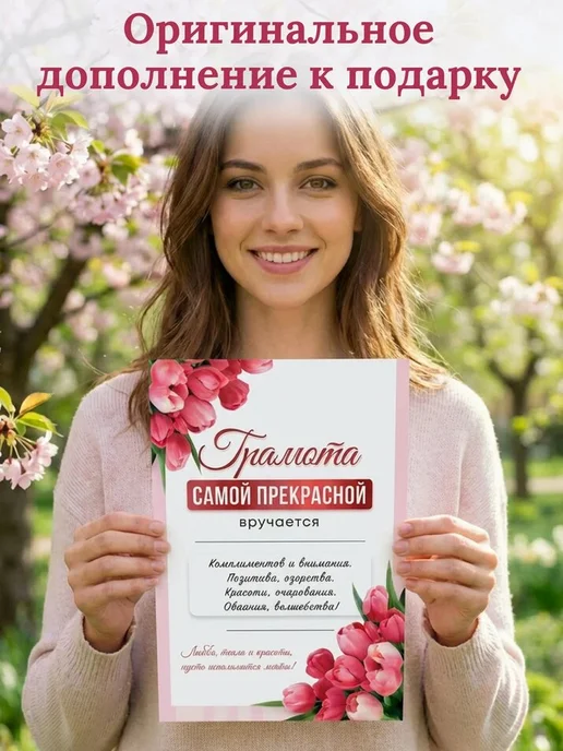 Филькина грамота Грамота Самой прекрасной, шуточный подарок, розовый, фото 3