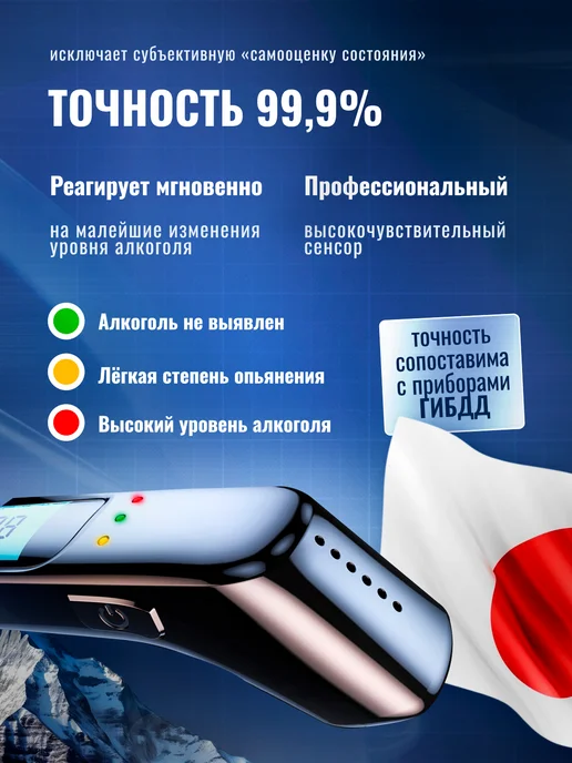Алкотестер цифровой бесконтактный, черный, фото 3