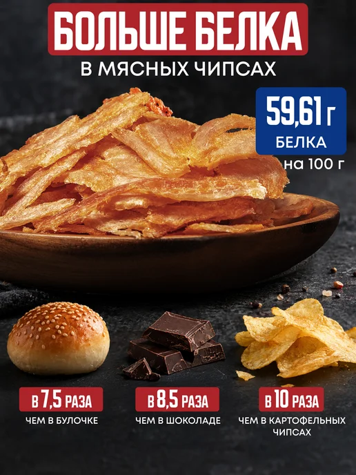 MAYFEST Мясные чипсы "На Углях" сушеное мясо из курицы 500 гр, 500 г, фото 4