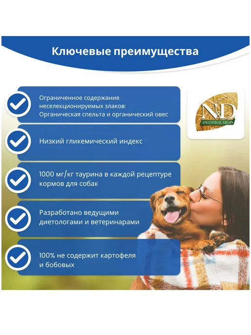 Сухой корм Farmina Ancestral Grain для собак, мелкие, курица, 0,85 кг, фото 5