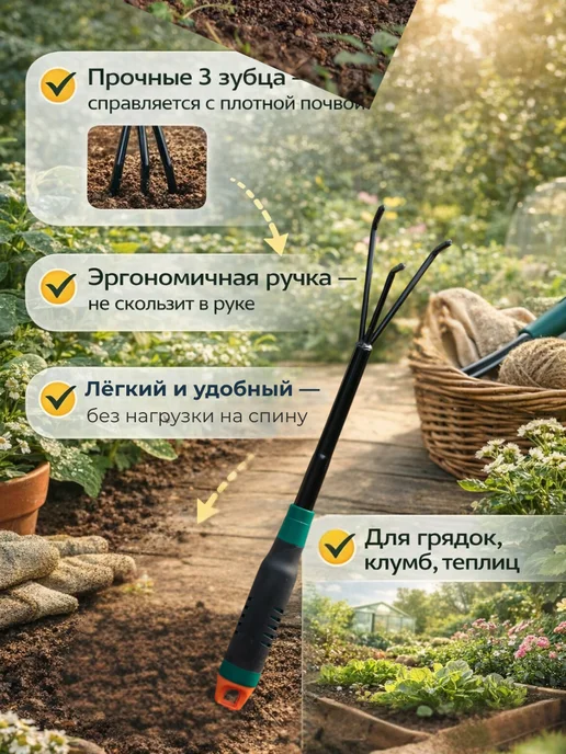 РК8410 Рыхлитель садовый ручной культиватор, вариант, фото 3