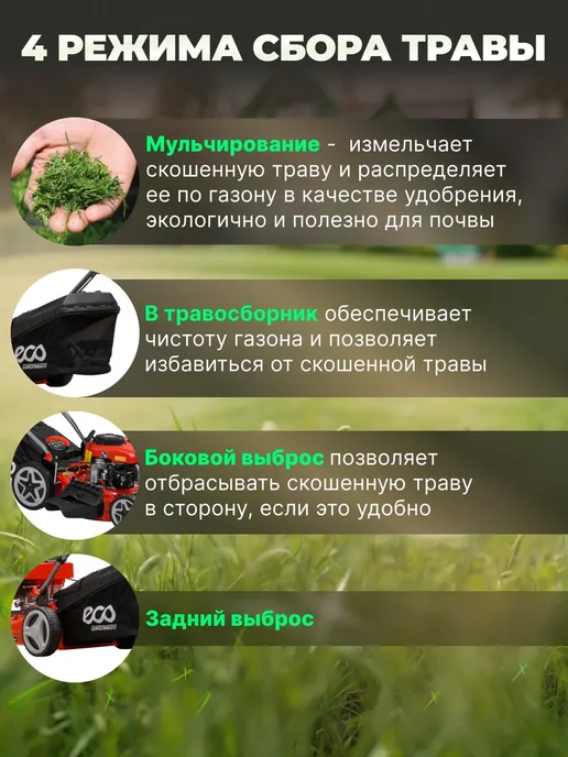 ECO. Газонокосилка бензиновая самоходная с травосборником LG-645E, вариант, фото 6
