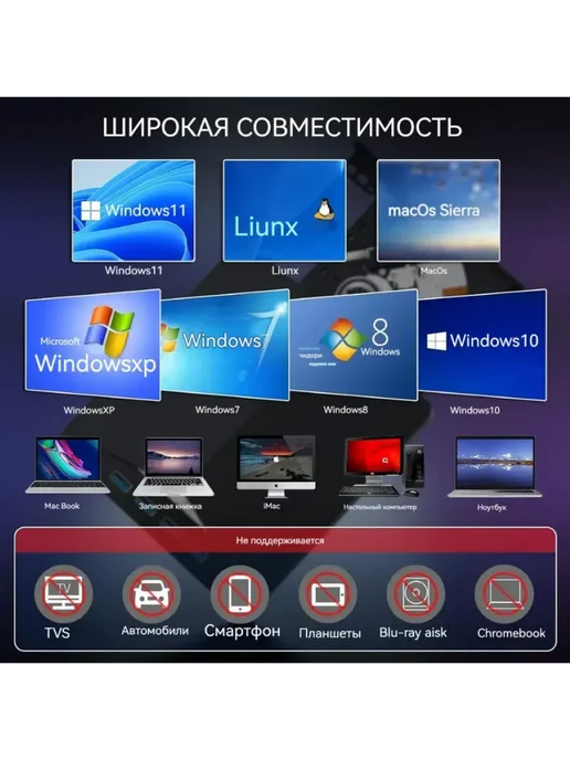 Компактный внешний DVD-ROM для ПК и ноутбуков, вариант, фото 4