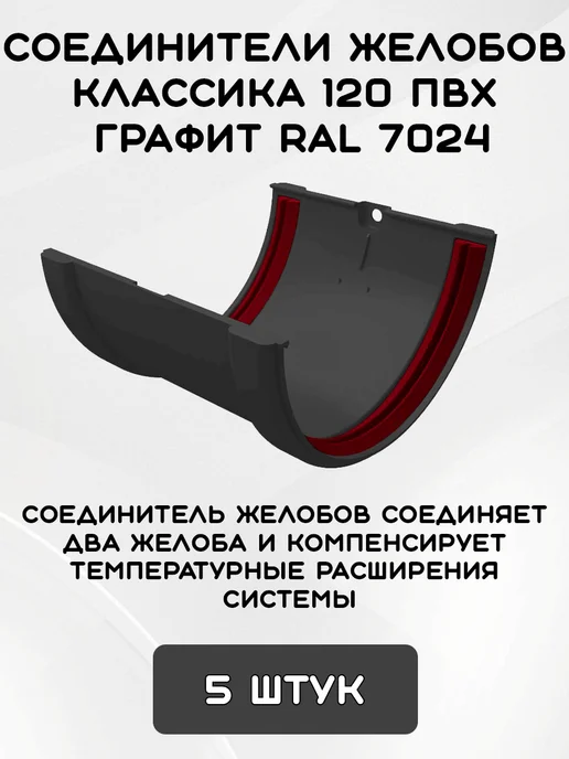 Grand Line Комплект желобов на 3 метра RAL7024, 8 м, фото 5
