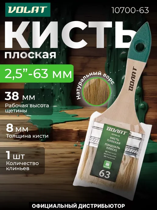 ВОЛАТ Кисть малярная плоская для краски 63мм, вариант