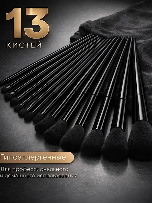 Кисти для макияжа профессиональный 13 в 1, черный