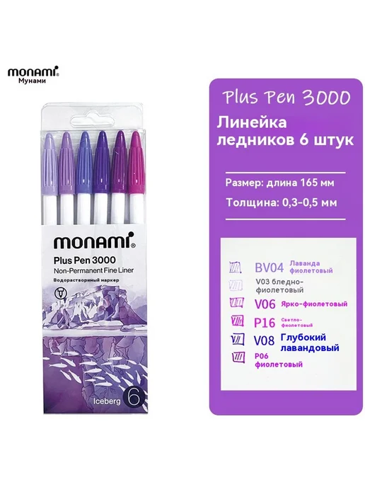 Ручка из нейтрального волокна 6 цветов, 6 цв., фото 3