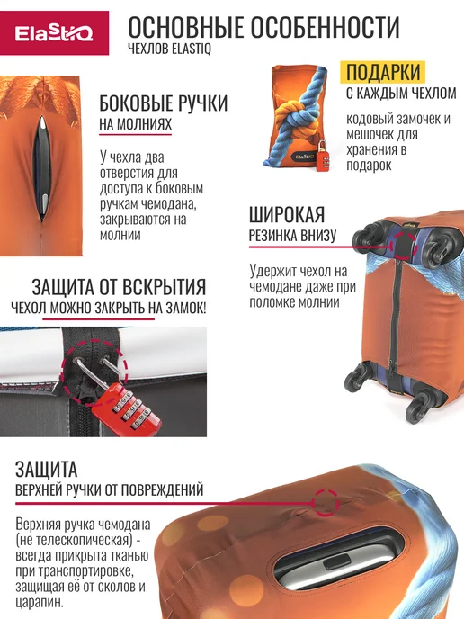 ElastiQ Чехол на чемодан L "Uzel L", голубой, фото 4