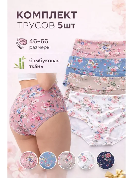 ТвойБазовый Трусы бамбуковые с высокой посадкой, синий