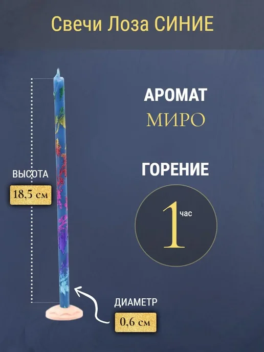 ПравЖизнь Набор Подсвечник из оникса Вазочка со свечами Радужная лоза, синий, фото 3