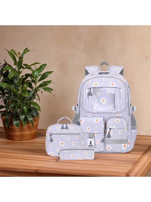 3шт рюкзак детский для школы, модный, серый, 3 шт, фото 3